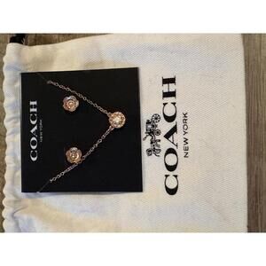 Coach Rose Gold Tone Necklace and Earring Set
